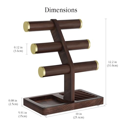 SRIWATANA Walnut Wood Bracelet Holder, T-Bar Jewelry Display Stand