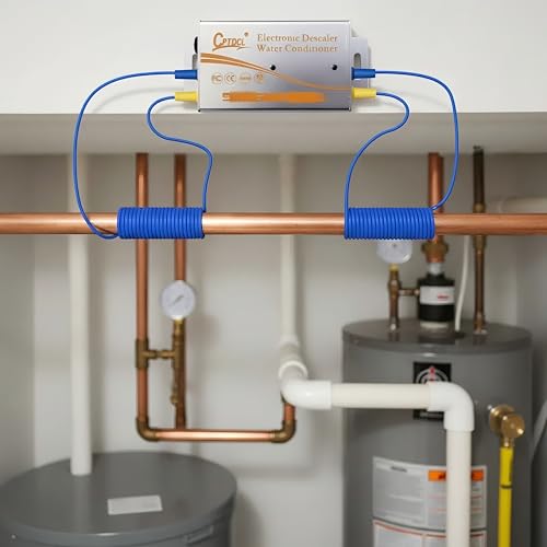 Electronic Water Descaling System, Salt-free Descaler, Limescale Reduction for All Types of Hydraulic Hoses (Silver) silver