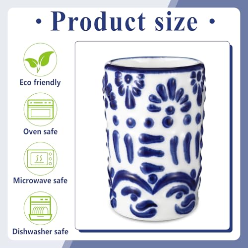 Roshtia 6 Pcs Mexican Tequila Shot Glasses 2 oz Talavera Cups, Blue