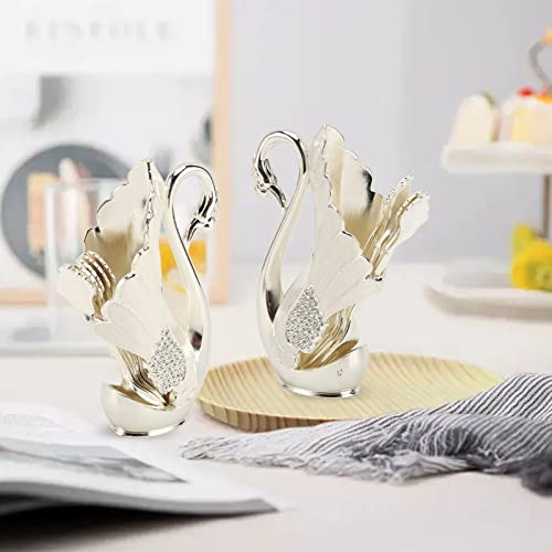 Elegant Swan Flatware Holder, Decorative Kitchen Organizer for Spoons, Forks, Coffee Stirrers, Dessert Utensils Spoon