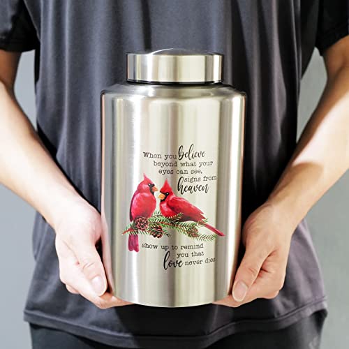 Large Cardinal Cremation Urns for Human Ashes, for Adult Female & Male Cardinal-silver Large 220 lbs - Standard