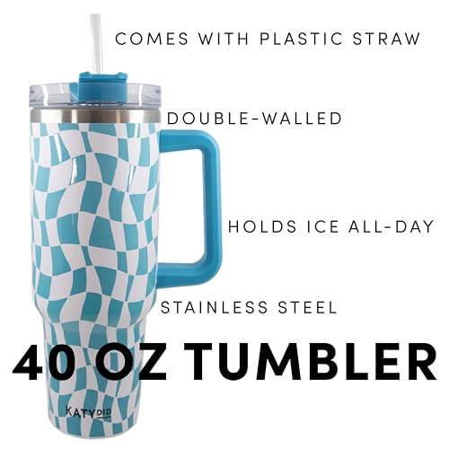 KATYDID 40oz Stainless Steel Tumbler with Handle and Straw - Dishwasher Safe Insulated Tumbler for All-Day Hot or Cold Coffee, Water, Tea, Smoothies and More (Light Pink Western Boots) Light Pink Western Boots