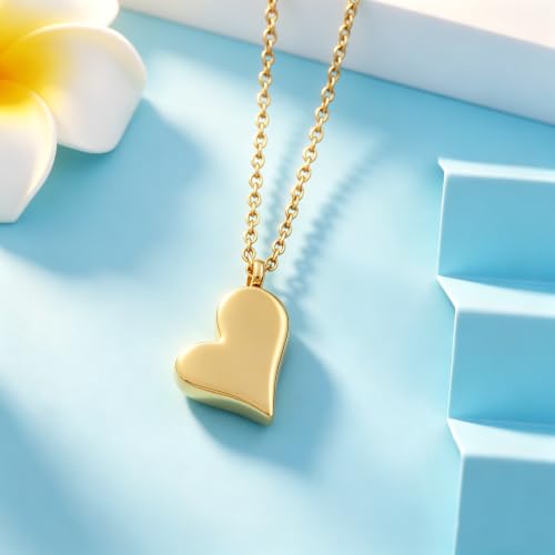 Heart Cremation Urn Necklaces for Ashes 'Forever in My Heart' Engraved Dad Mom Grandpa Grandma Keepsake Jewelry for Ashes Holder Human Ashes Locket Memorial Urn Pendant Necklace Gold-Grandma