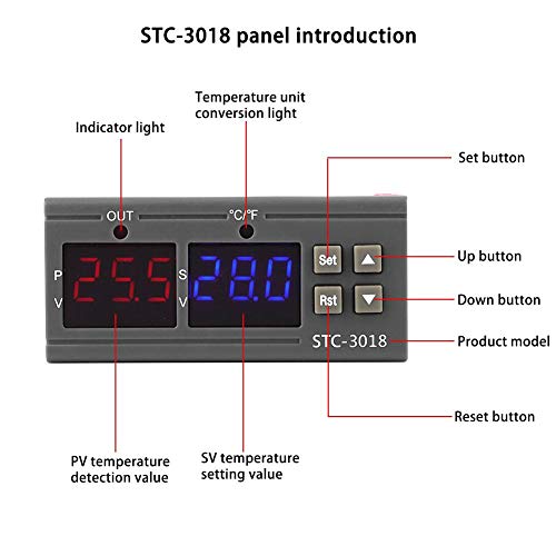 [Australia - AusPower] - Digital Temperature Controller, STC-3018 Digital LED Temperature Controller Temp Control Thermostat Switch Temperature Humidity Controller NTC, Temperature Controller Thermostat Sensor (24V) 