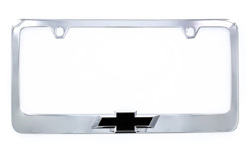 Chevy Metal License Plate Frame Tag Holder with 3D Bowtie Emblem - Chrome Plated CHROME C