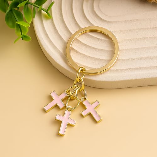 Cross Keyring, Layered Cross Keychain Bag Charms for Women