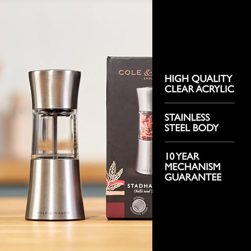 Cole & Mason Stadhampton Chilli and Spice Mill, Manual Nutmeg Grinder, Adjustable Coarseness,