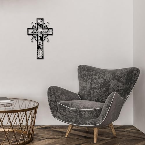 Rajukit Blessed Christian Metal Cross Wall Art for Home