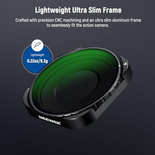 NEEWER Rotating CPL Filter for Hero 13, Multicoated HD Optical Glass Action Camera Adjustable Circular Polarizer Polarizing Filter Compatible with GoPro Hero 13 12 11 10 9, FL-GP23 Metal Frame