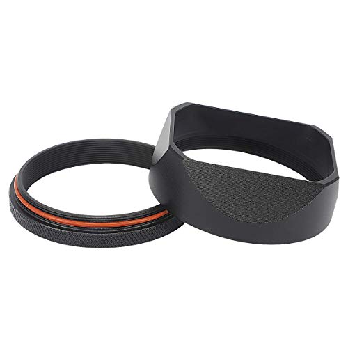 Haoge LH-X54B and THB-X2B Square Metal Lens Hood and Metal Hot Shoe Thumb Grip for Fujifilm Fuji X100V Camera Black