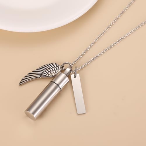Dog/Cat Paw Print Cylinder Cremation Jewelry For Pet Ashes Keepsake Urn Necklace Women Men Memorial Pendant - I Still Need You Close To Me Silver