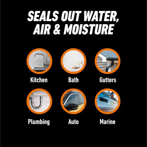 GORILLA Ultimate Sealant Kitchen & Bath Silicone Caulk, white 9oz cartridge