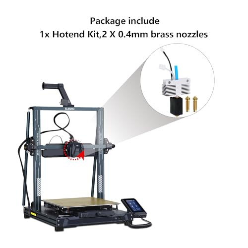 Hotend Kit for ELEGOO Neptune 4 Plus/Neptune 4 Max, All Metal Assembled Extruder Hot End Kit, High-Temperature Resistance Hotend Heater Block with 2 PCS 0.4mm Brass Nozzles Neptune 4 Max/Plus