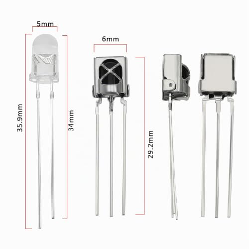EMSea Pack of 20 Pairs Transmitter Receiver Kit 5 mm Infrared Transmitter VS1838B Infrared Receiver for Electronic Devices Photo Transistor Communication Devices