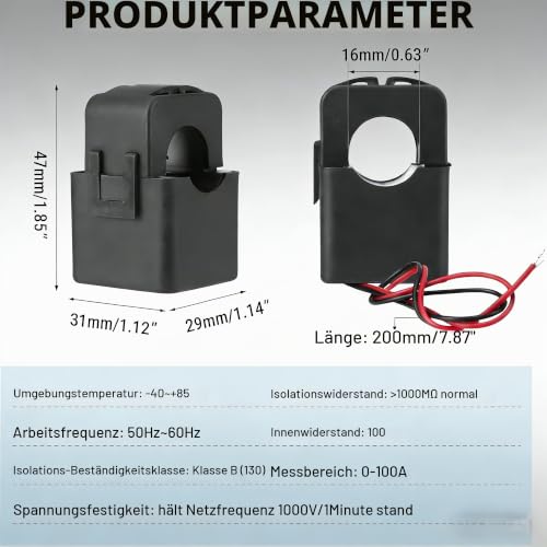 Split Cores PZCT-02 Small Current Transformer | Precise current sensor, snap-joint structure coil sensor; mini split base current transformer, compact; for 100 A amp energy meters