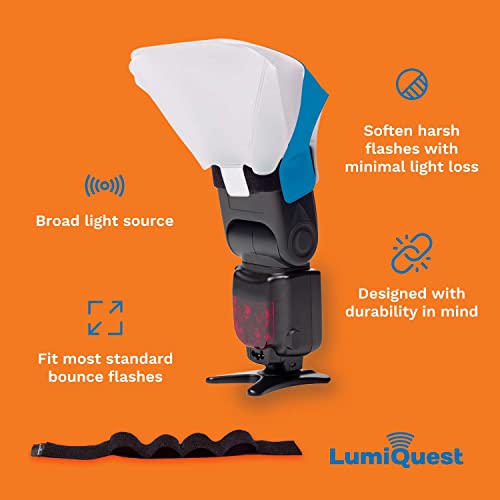 LumiQuest Ultrasoft Frosted Photography Lighting Diffuser, Compact Modifier with UltraStrap, Camera Lighting, Universal Portable Studio Lights for External Camera Flashes, Photo Light, Neon Blue