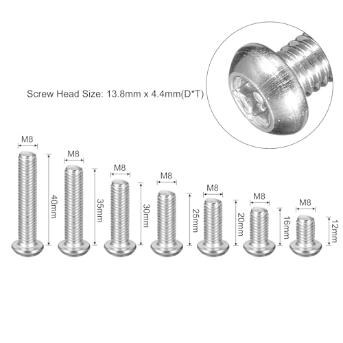 uxcell M8 Torx security machine screws kit in assorted lengths from 12mm to 40mm