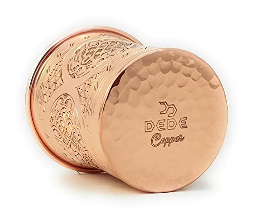 DEDE Copper - CC Series (15 oz) - Handcrafted Super Heavy Weight Drinking Cups or Serving Cold Beverages and Cocktail Mugs, Handmade Unlined Uncoated Pure Solid Copper Tumblers (Engraved) Engraved