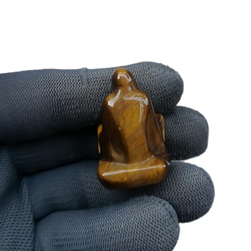 Natural Tiger's Eye 1.3 Inches Pocket Wizard Crystals and Healing Stone Animal Figurines,Hand Carved Room Decor Gemstone