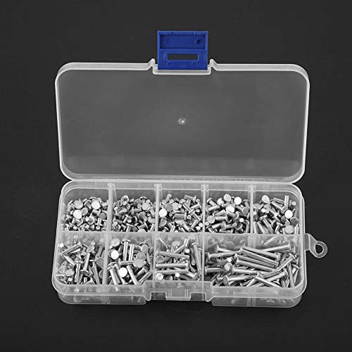 Ginyia M2.5 flat head solid aluminum rivets, 450-piece assortment in 3–20mm lengths