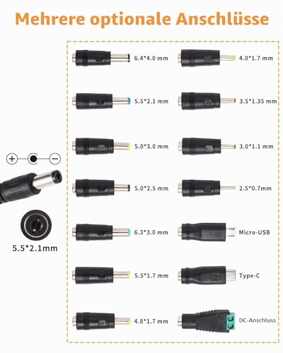 Adjustable Power Adapter 3-24V 5A 120W, Universal Power Supply 120W Adjustable Power Supply Adapter, 100V-240V AC to DC 5A Power Supply with LED Voltage Display and 5.5 x 2.5 mm 14 Tips & Polarity Cable