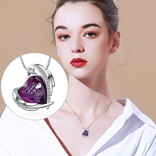 Minicremation Cremation Jewelry for Ashes Pendant - Crystal Heart Urn Necklace with Mini Keepsake Urn Memorial Ash Jewelry Purple-Forever