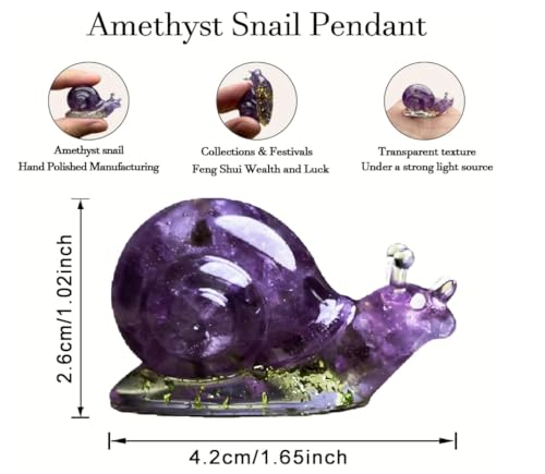 Amethyst Lucky Snail, Resin Ornament Shelf Plant Layout Home Accent Purple
