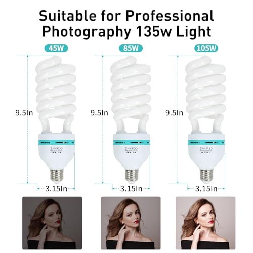 Skytex 2pcs 135W Light Bulb 5500K CFL Daylight Spiral Softbox Lighting Kit Bulb in E27 Socket for Photography Photo