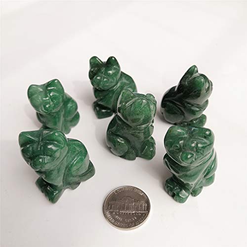 2 Pcs Natural Green Aventurine Pocket Carved Lucky Cat Crystals and Healing Stones Figurines Collectibles,1.5 Inches Room Decor Gemstone 1.5 Inches(2 Pcs)