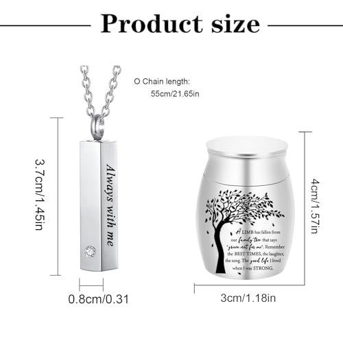 10 Pieces Urn Necklace for Ashes Cremation Urn Set for Ashes Sharing Urns for Human Adult Female Male Mini Keepsake Urns Waterproof Memorial Ash Holder (10Pcs-Silver) 10pcs-silver