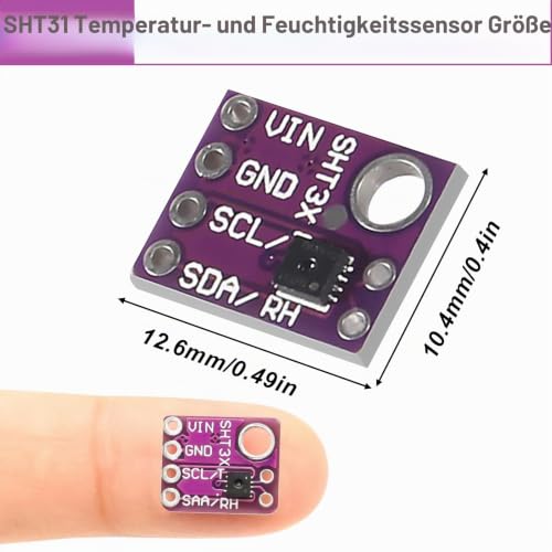 Digital Humidity Temperature Sensor Módulo RUIZHI SHT31-D Temperature Sensor and Humidity Sensor DC 2.4-5.5V Temperature and Humidity Sensors IIC I2C Interface Compatible with Arduino (Pack of 3)