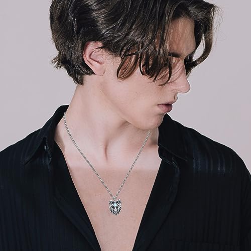 CUOKA MIRACLE Urn Necklace Ashes Sterling Silver Skull Urn Necklace Personalized Cremation Memorial Skull Ash Keepsake Pendant Cremation Jewelry C-Wolf 03