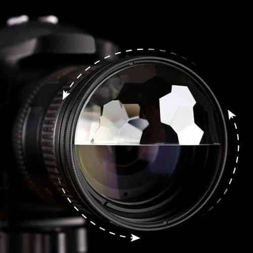 Lens Filter Split Diopter - Fractal Lens Prism & Half Blur Fx for Cinematic Photos DSLR Camera Lens Effects Filters (Split Kaleidoscope, 82mm) Split Kaleidoscope
