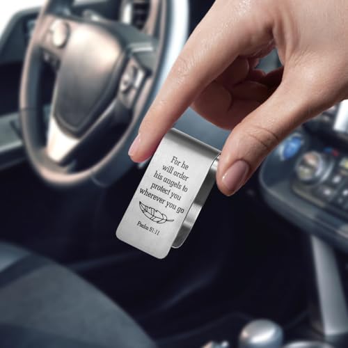 Psalm 91:11 Car Visor Clip, Guardian Angel Visor Clip for Men Women Silver47
