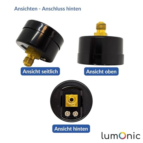 Lumonic I Pressure Gauge 0-16 Bar I 1/8 Inch I Class 2.5 I Rear Connection I Diameter 40 mm I Pressure Gauge I for Compressed Air and Water 0-16bar D40 mm/rear connection