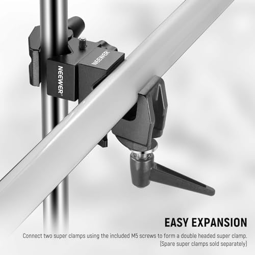 NEEWER Super Clamp with 5/8" Stud, Spring Lock, 2.4"/6cm Jaw Grip Heavy Duty Crab Pole Clamp for Round Pipe Flat Surface, for Photography Studio Camera & Lighting Mounting, Max Load 33lb/15kg, UA017 UA017(1 Pack）