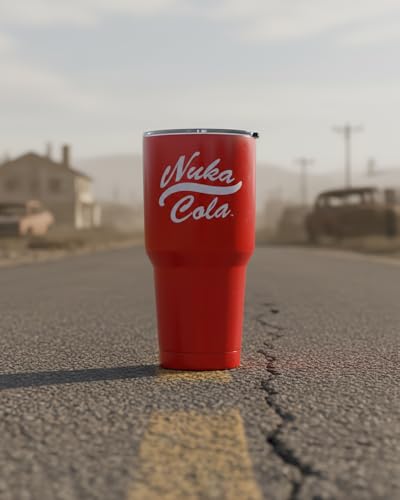 JUST FUNKY Fallout Tumbler Nuka-Cola 30-oz Insulated Stainless Steel Mug Travel with Sliding Lid
