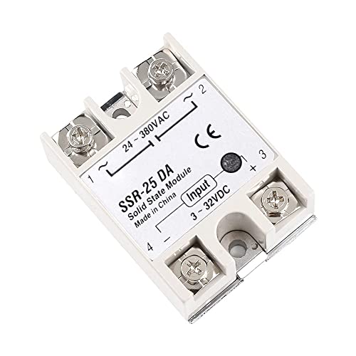 diymore Solid State Relay Module with Plastic Cover, SSR-25DA 3-32V DC Input 24-380V AC Output Pack of 2 2PCS 25DA