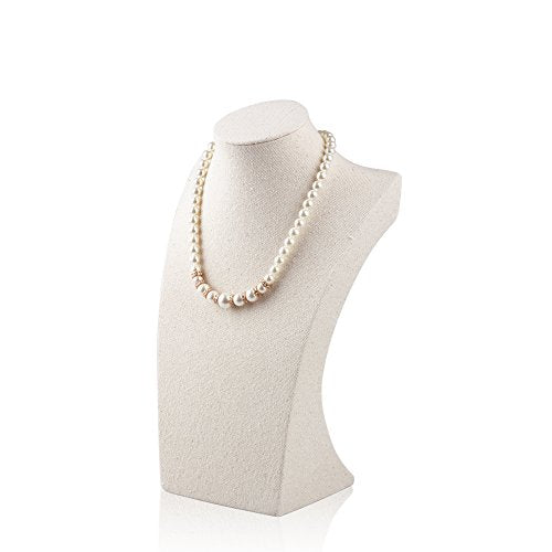Oirlv Linen Necklace Display Bust 3D Jewelry Organizer Holder H-11.8inches
