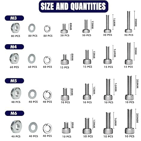 [Australia - AusPower] - 2 in 1 Rubber Grommets Kit in 8 Sizes (180 Pcs) & Metric Screws Assortment Kit 30 Sizes (890pcs) Metric Bolts and Nuts kit(with washers and Allen Key) Socket Head Cap Screws 