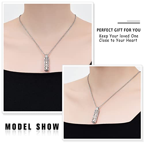shajwo Cylinder Urn Necklace for Ashes for Women Men Cremation Jewelry Keepsake Memorial Human Pet Ashes Pendant Rose Gold
