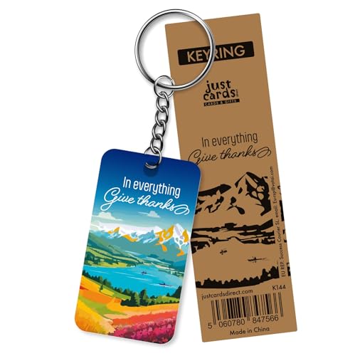 Christian Keyrings, Pack of 6 Bible Verse Keyrings, Wood and Metal, 6.3cm