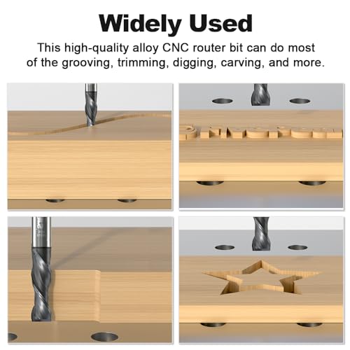 FIVEPEARS up-cut spiral router bit with 3/8-inch cutting diameter, 1-1/4-inch length, and 3/8-inch shank