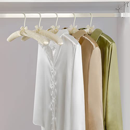 TOPIA HANGER Satin Padded Hangers for Women Clothing 17-inch 10 Pack Ivory 10 PCS