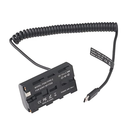 FocusFoto USB-C to NP-F550 Dummy Battery Adapter Cable for Sony NP-F970 NP-F570 NP-F750 NP-F770 F960 F530 F330 to Power Camera Field Monitor Video LED Light DSLR Mirrorless Camera (Pack of 2) 35-100cm/13.8in-39.3in (Pack of 2)