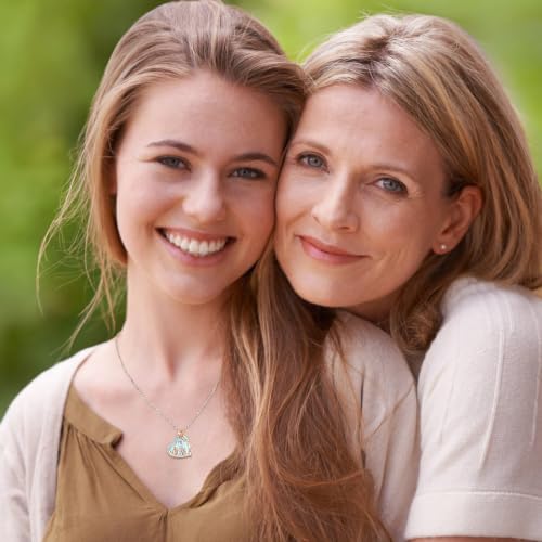 Vito Moonstone Heart Mother Mom Pendant Necklace for Women Mama