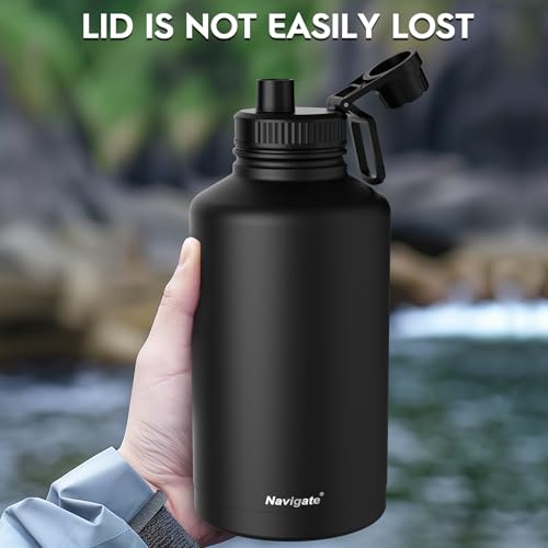 Navigate 64oz Insulated Water Bottle for Sports, Keep Cold 24H Black 64 Ounces