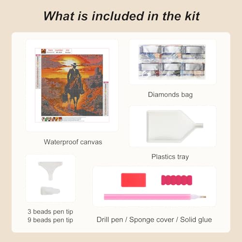 Domnpes Cowboy Diamond Art, Diamond Painting Kit for Adults