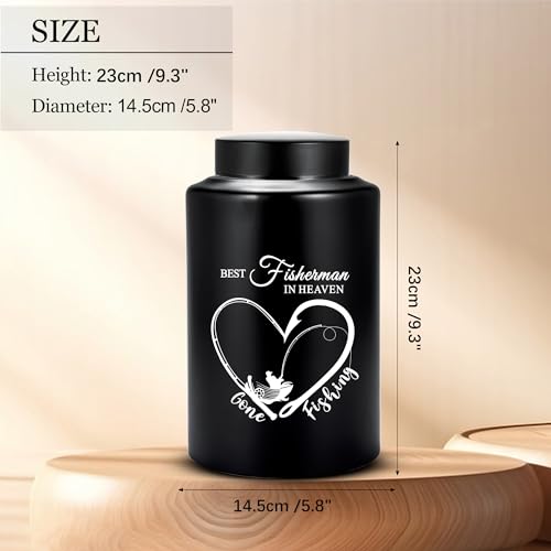 Gredstar Fishing Cremation Urn for Human Ashes, Black Best Fisherman Best Fisherman-Black