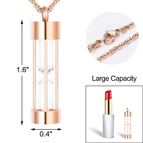 abooxiu Hourglass Urn Necklace for Ashes Cremation Jewelry for Ashes Stainless Steel Memorial Keepsake Ashes Necklace Rose Gold
